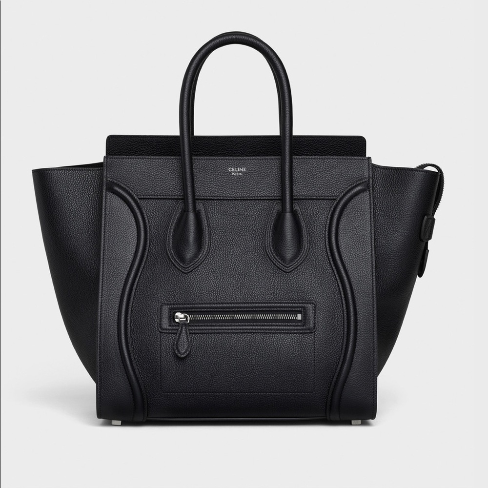 CÈLINE Black Mini Luggage Handbag in Drummed Calfskin